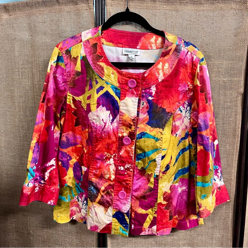 Coldwater Creek Multicolor Floral Jacket SzM